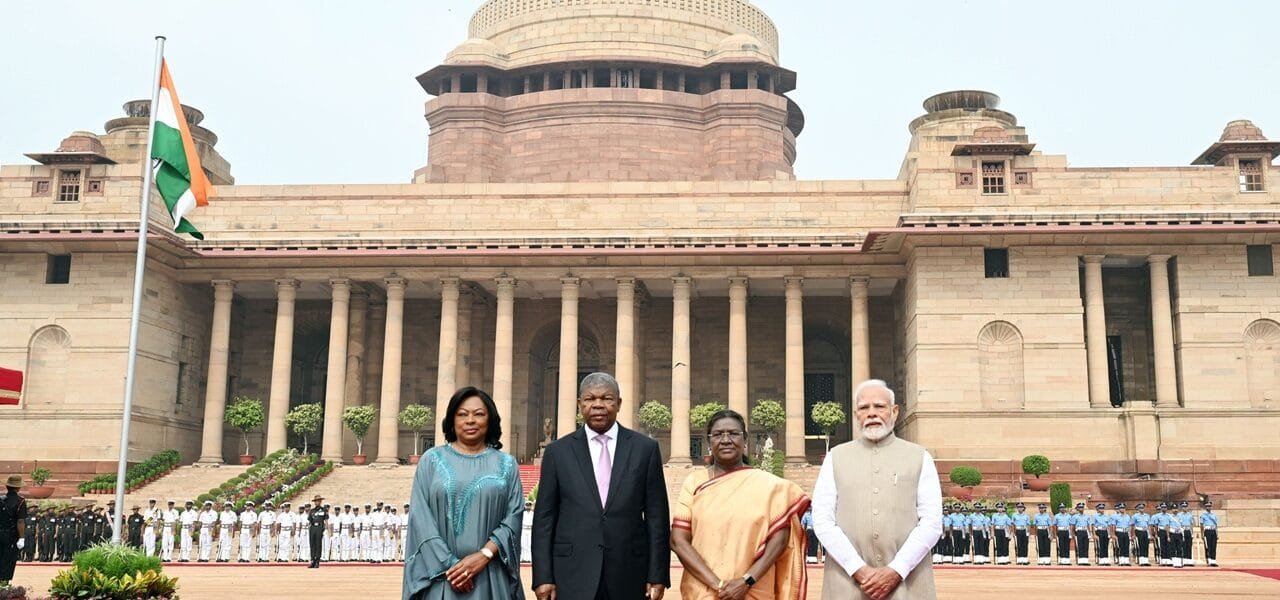 President of Angola João Manuel Gonçalves Lourenço was accorded a ceremonial welcome at the forecourt of Rashtrapati Bhavan in the national capital today