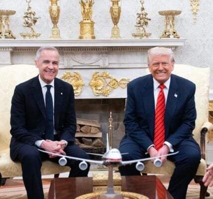 US President Trump meets with Canadian Prime Minister Mark Carney at the White House