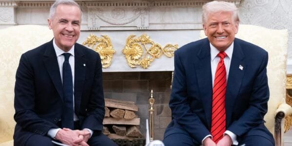US President Trump meets with Canadian Prime Minister Mark Carney at the White House