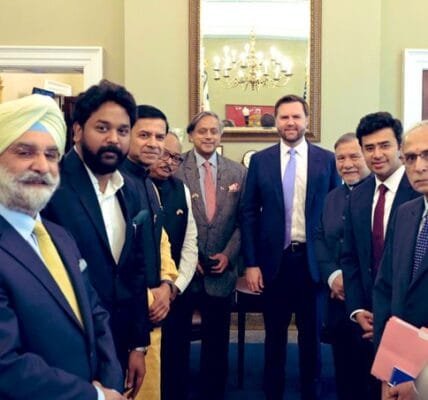 An all-party delegation led by Congress MP Dr. Shashi Tharoor met US Vice President J.D. Vance in Washington