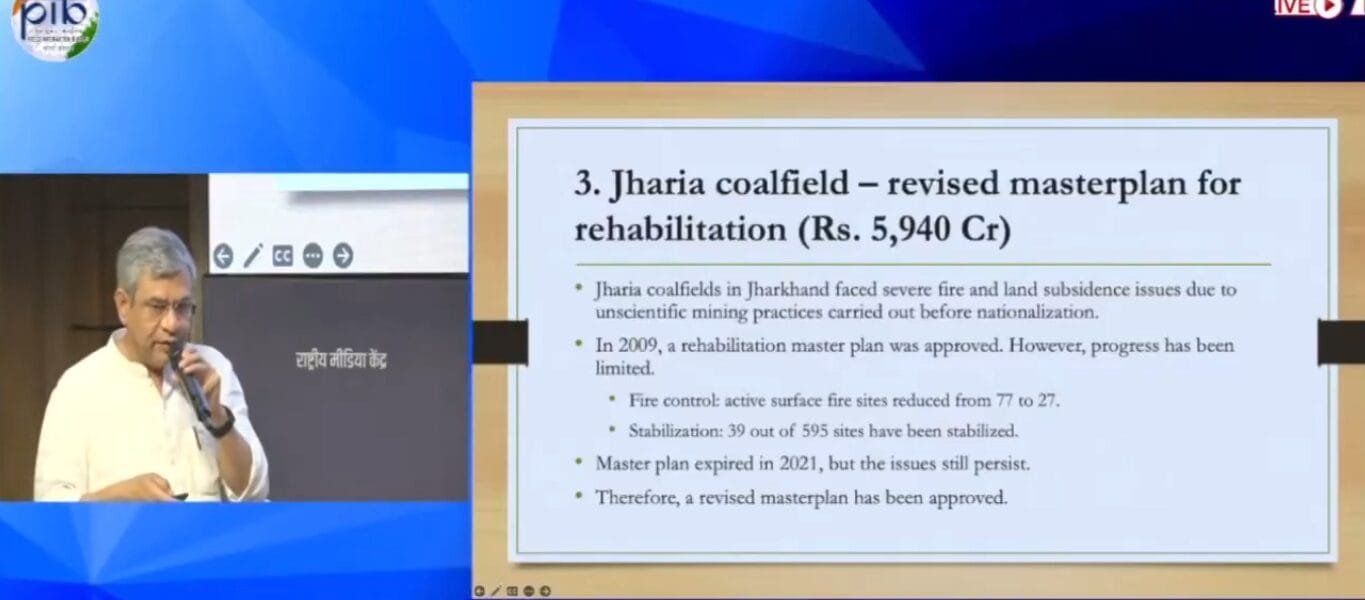 Cabinet approves Revised Jharia Master Plan to tackle fire and landslide in Jharia coalfield and rehabilitation of affected families