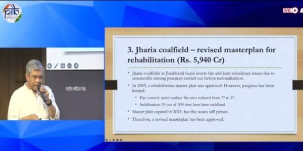 Cabinet approves Revised Jharia Master Plan to tackle fire and landslide in Jharia coalfield and rehabilitation of affected families
