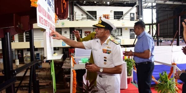 Commencement of construction of Yard 1283, the fourth Next Generation Offshore Patrol Vessel (NGOPV) being built by Goa Shipyard