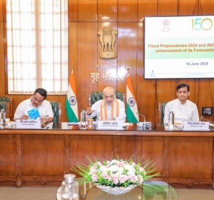 Home Minister Amit Shah chaired a high-level meeting in New Delhi to review flood management preparedness in the country