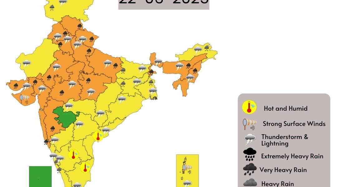 IMD predicted heavy rains today in many parts of the country including Maharashtra, Gujarat, Rajasthan, Punjab, UP, Himachal and Sikkim.