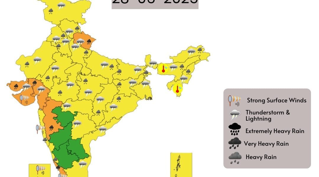 IMD predicted very heavy rainfall in the north-west, central, eastern and northeastern parts of the country in the next seven days.