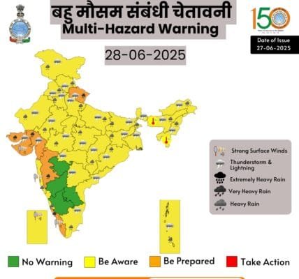 IMD predicted very heavy rainfall in the north-west, central, eastern and northeastern parts of the country in the next seven days.