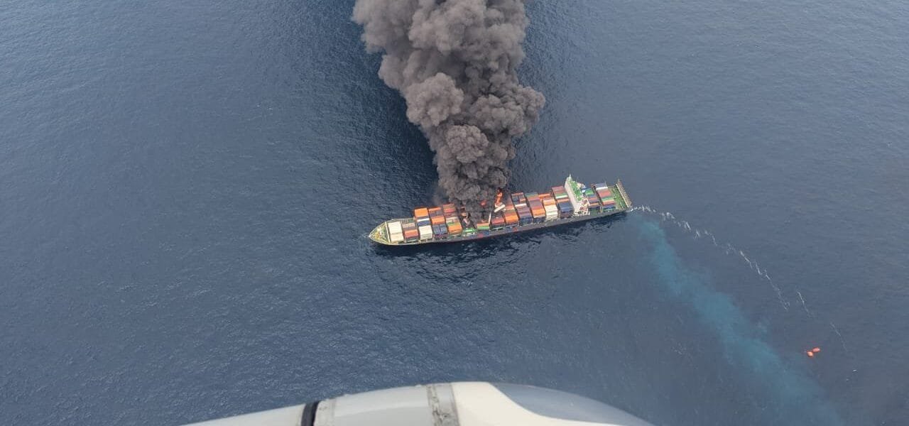 Indian Navy rescues 18 crew members trapped after massive fire on Singapore's MV Wan Hai-503 ship, remaining 4 missing