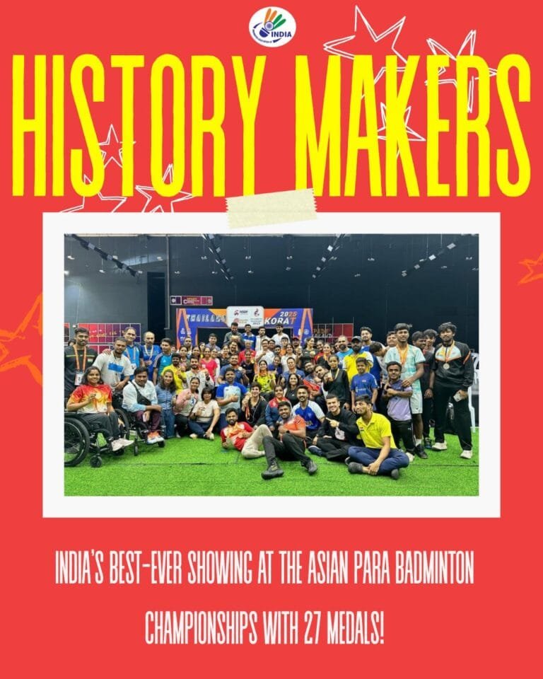 थाईलैंड में एशियाई पैरा-बैडमिंटन चैंपियनशिप 2025 में भारतीय खिलाड़ियों ने 27 पदक जीते