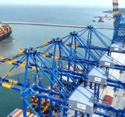 Kerala Berthing process begins as world's largest container ship MSC IRINA arrives at Vizhinjam International Port in Thiruvananthapuram