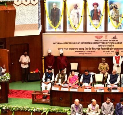 Lok Sabha Speaker Om Birla delivers valedictory address at the National Conference of Assessment Committees of Parliament and State UT Legislatures