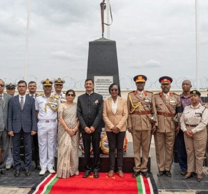 MoS Defence Sanjay Seth and Kenyan counterpart jointly unveil India-Africa Memorial Pillar