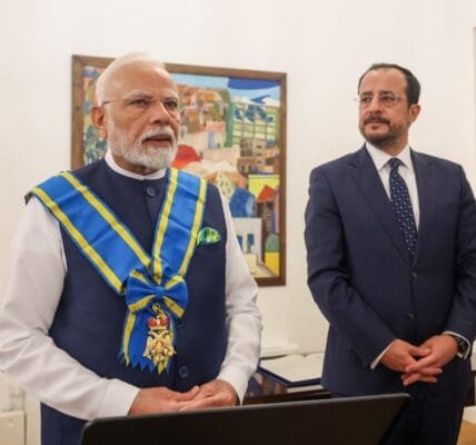 PM Modi conferred with Cyprus' highest honour, the Grand Cross of the Order of Makarios III