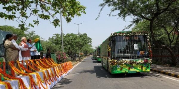 PM Modi flagged off electric buses to promote green and clean urban transport in Delhi