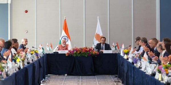 PM Modi holds round table discussion with President of Cyprus Nikos Christodoulides and business representatives from Cyprus and India