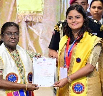 President Draupadi Murmu today attended the first convocation of AIIMS in Gorakhpur, Uttar Pradesh