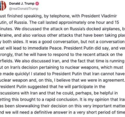 US President Trump spoke with Russian President Putin for more than an hour last night