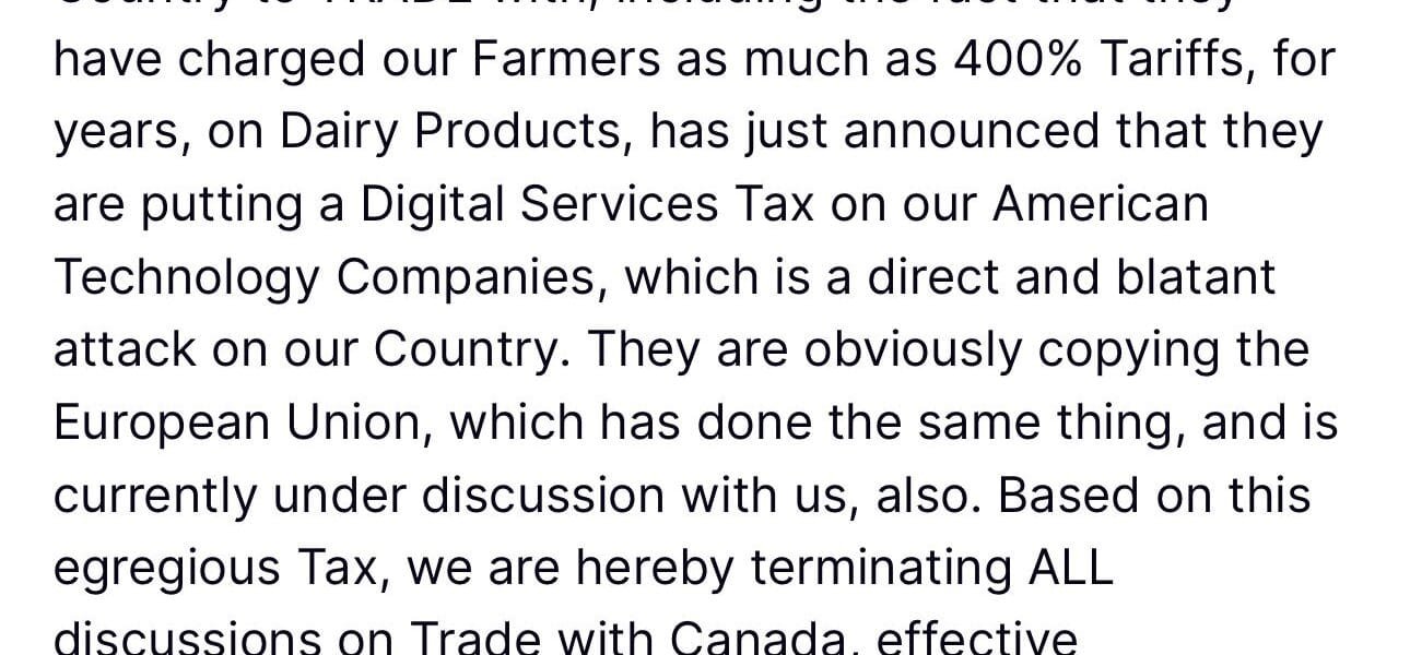 US halts trade talks with Canada, new tariffs to be announced soon