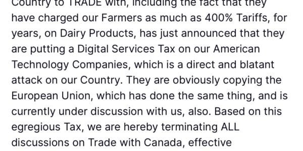 US halts trade talks with Canada, new tariffs to be announced soon