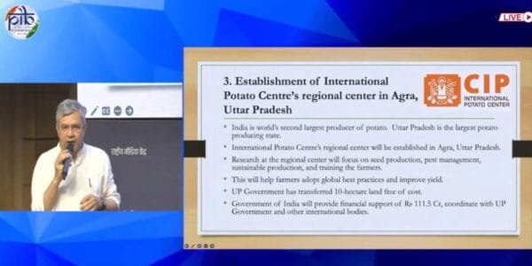 Union Cabinet has approved setting up of South Asia Regional Centre of International Potato Center (CIP) at Singna, Agra, Uttar Pradesh