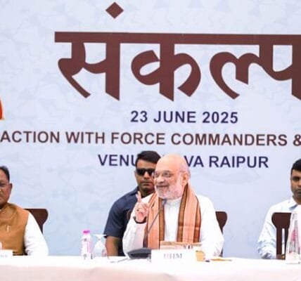 Union Home Minister Amit Shah today interacted with security forces personnel in Nava Raipur, Chhattisgarh