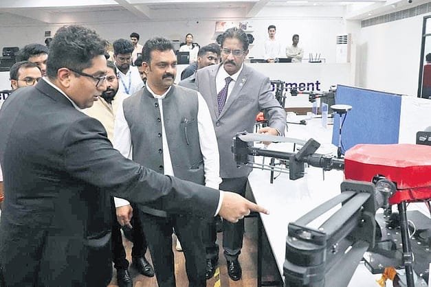 Union Minister Kamlesh Paswan inaugurates Garuda Aerospace's agri-drone indigenisation facility and 300 centres of excellence in Chennai
