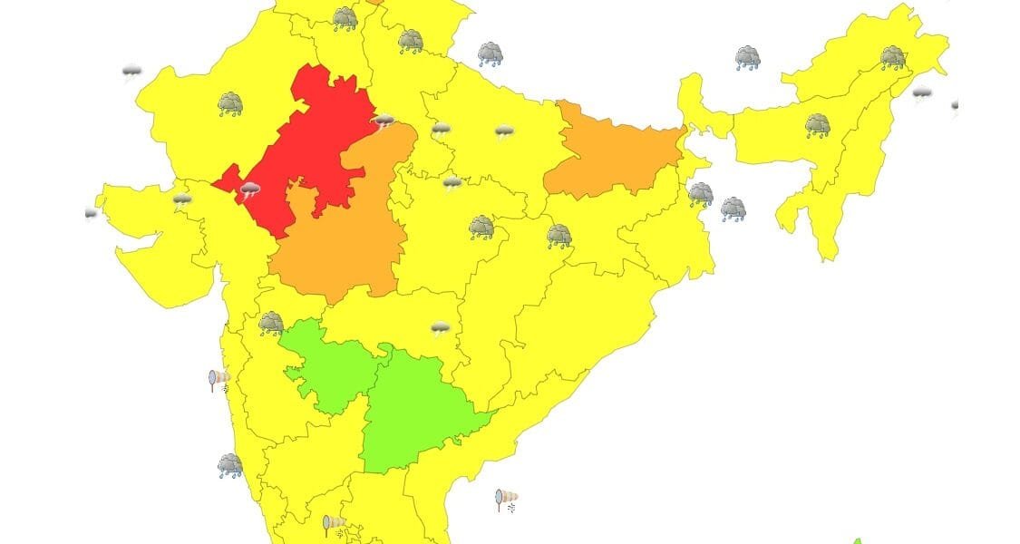 IMD predicted extremely heavy rainfall at some places in Bihar, eastern Rajasthan, Himachal Pradesh and western Uttar Pradesh