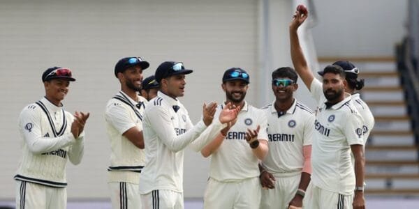 India will start the second innings of the second cricket test match with England in Birmingham with a lead of 244 runs