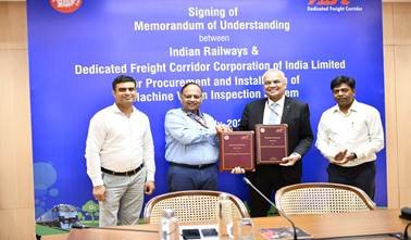 AI/ML आधारित निरीक्षण प्रणाली के साथ ट्रेन सुरक्षा बढ़ाने के लिए भारतीय रेलवे और DFCCIL ने समझौता किया