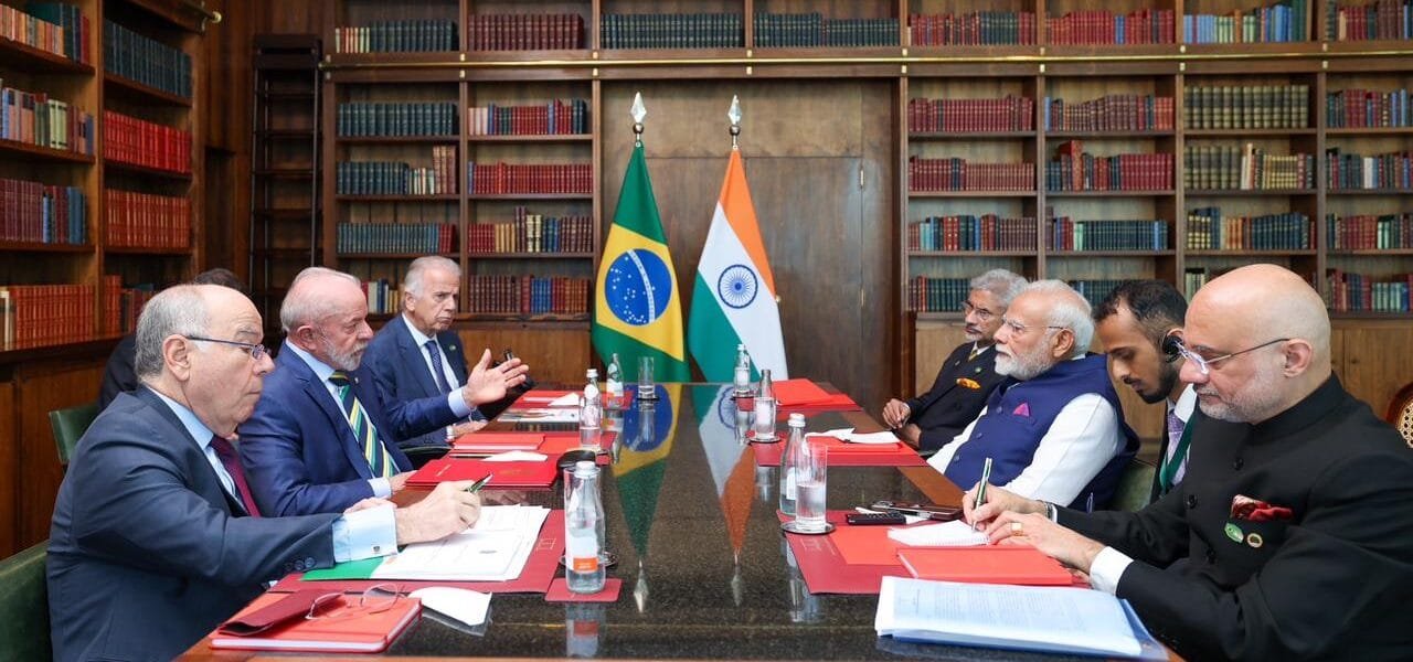 PM Modi meets President of Brazil Luiz Inacio Lula da Silva at the Alvorada Palace
