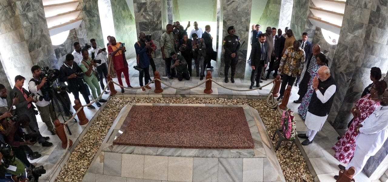 PM Modi pays homage at Nkrumah Memorial Park in Accra