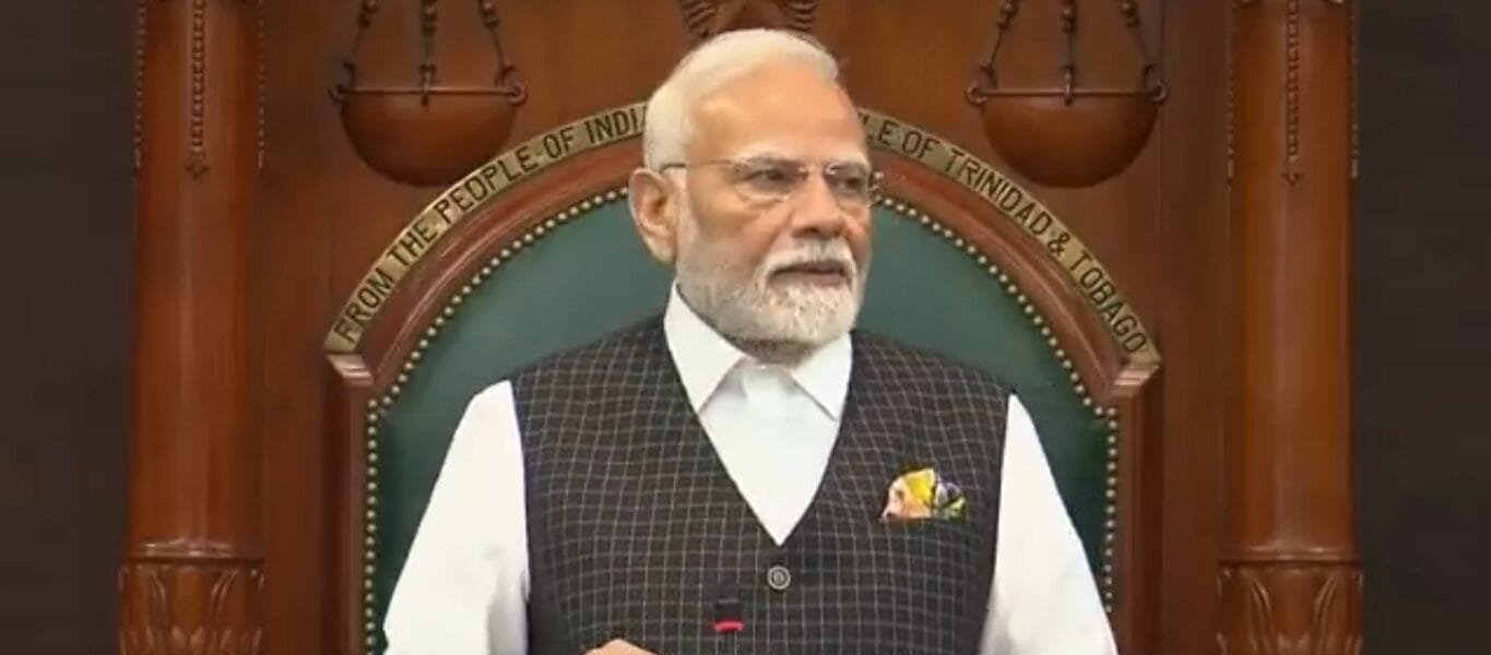 PM Narendra Modi addresses a joint session of the Parliament of Trinidad and Tobago