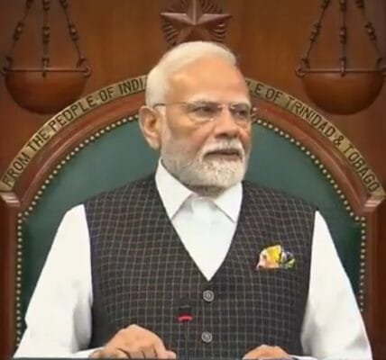 PM Narendra Modi addresses a joint session of the Parliament of Trinidad and Tobago