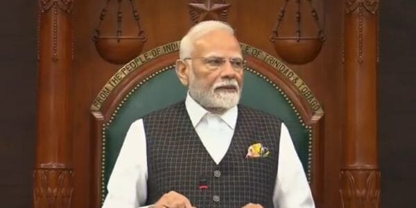 PM Narendra Modi addresses a joint session of the Parliament of Trinidad and Tobago