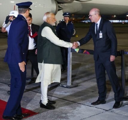 PM Narendra Modi arrived in Rio de Janeiro, Brazil for the 17th BRICS Summit