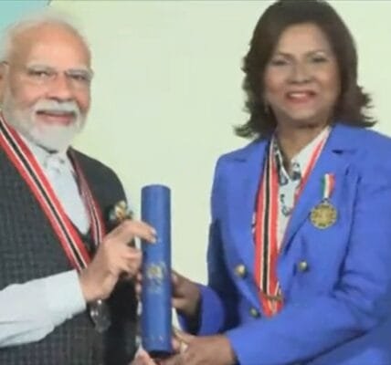 PM Narendra Modi honoured with Trinidad and Tobago's highest national award, The Order of the Republic of Trinidad and Tobago
