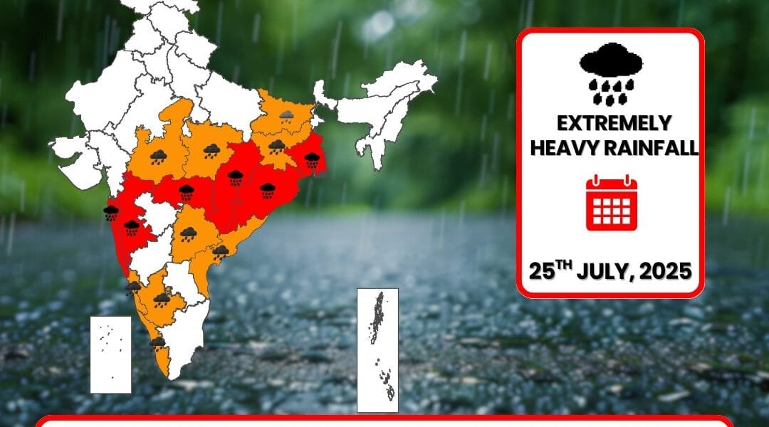 Red alert for extremely heavy rains in some areas of Odisha, West Bengal, Chhattisgarh and Maharashtra today