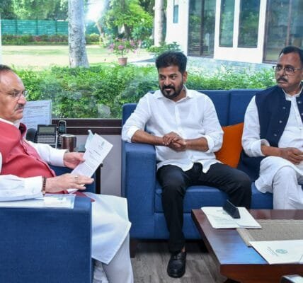 Union Minister of Chemicals and Fertilizers JP Nadda met Telangana CM A. Revanth Reddy; availability of fertilizers in Telangana discussed