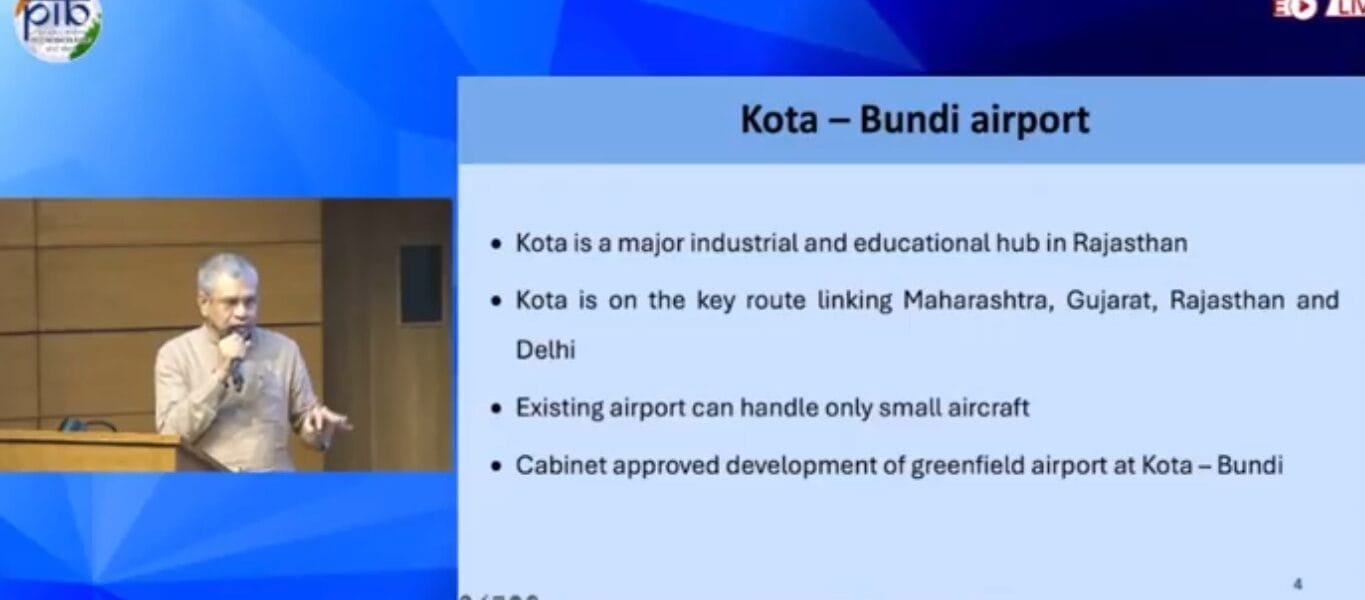 Cabinet approves development of Green Field Airport at Kota-Bundi (Rajasthan) at an estimated cost of Rs. 1507 crore