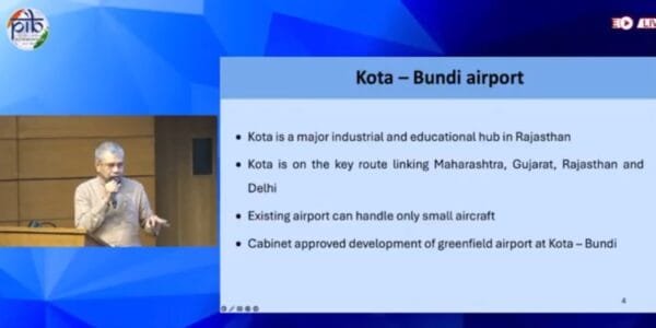 Cabinet approves development of Green Field Airport at Kota-Bundi (Rajasthan) at an estimated cost of Rs. 1507 crore