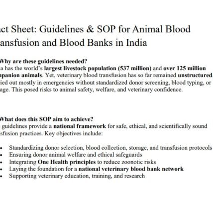 Government issues first of its kind National Guidelines SOP for Blood Transfusion in Animals and Blood Banks