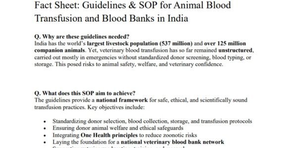 Government issues first of its kind National Guidelines SOP for Blood Transfusion in Animals and Blood Banks