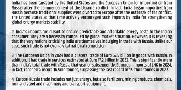 India defends oil imports from Russia; calls US and EU criticism unfair and inconsistent
