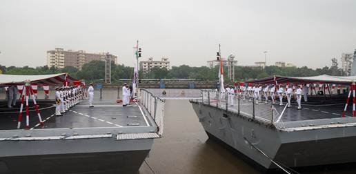 Multi-mission stealth frigates - INS Udaygiri and INS Himgiri inducted into Indian Navy at Visakhapatnam in presence of Defence Minister