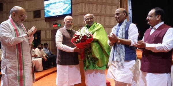 PM Modi introduced C.P. Radhakrishnan in the NDA Parliamentary Party meeting and appealed for unanimous support