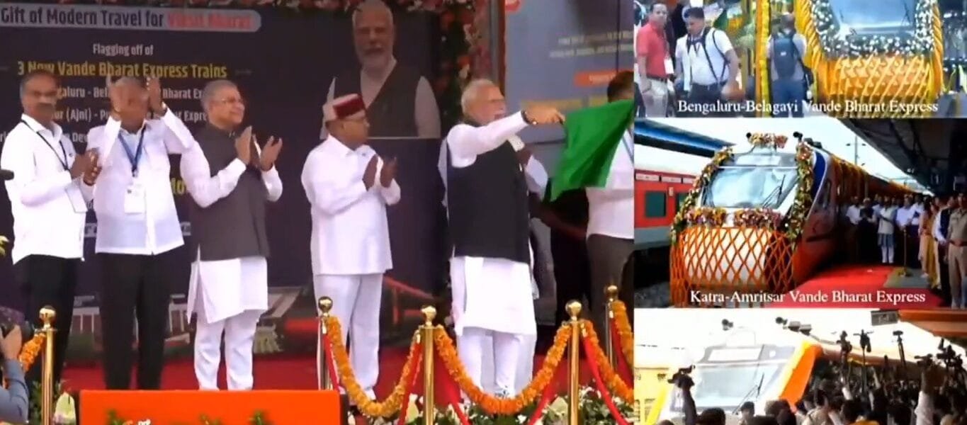 PM Narendra Modi flagged off 3 Vande Bharat Express trains at KSR Railway Station in Bengaluru
