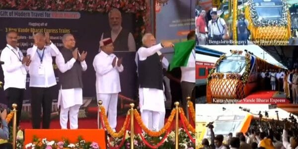 PM Narendra Modi flagged off 3 Vande Bharat Express trains at KSR Railway Station in Bengaluru