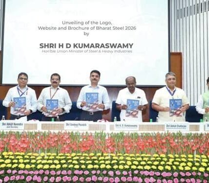Union Minister of Steel and Heavy Industries HD Kumaraswamy unveiled the official logo, brochure and website of Bharat Steel