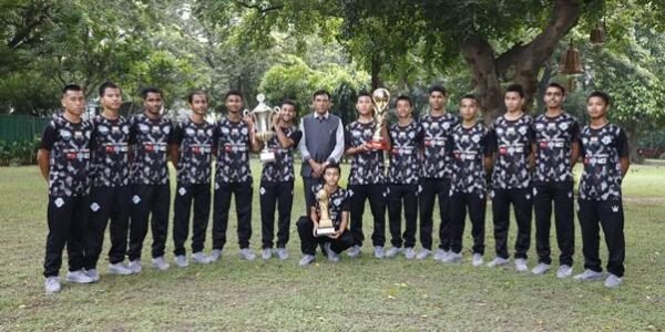 Union Sports Minister Dr. Mansukh Mandaviya felicitates young footballers after winning European treble