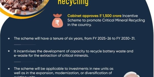 Cabinet approves Rs 1,500 crore incentive scheme to promote recycling of critical minerals in the country